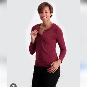 Two Blind Brothers Relaxed Fit Henley Long Sleeve Women's Top Size Large